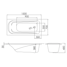Ванна EGER TISZA 150х70  (без ножек)