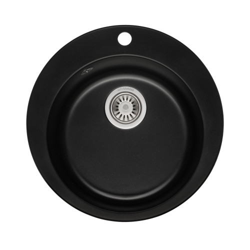 Мойка GRANADO VITORIA 506x506x210 круглая black shine + сифон