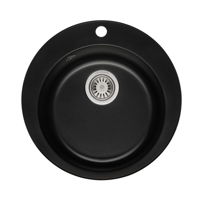 Мойка GRANADO VITORIA 506x506x210 круглая black shine + сифон