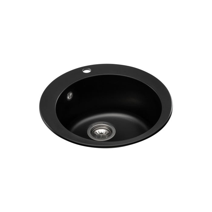 Мойка GRANADO VITORIA 506x506x210 круглая black shine + сифон