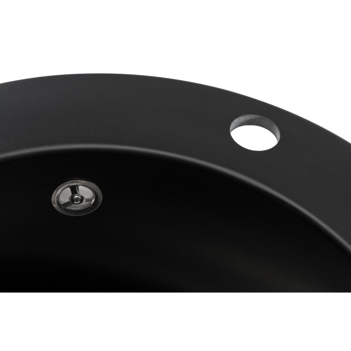 Мойка для кухни из искуственого камня Granado VITORIA 506x506x210 круглая black shine + сифон Мойка для кухни из искуственого камня Granado VITORIA 506x506x210 круглая black shine + сифон