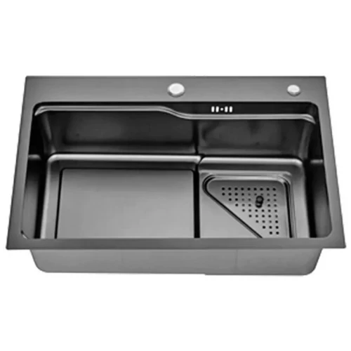 ID 7546 Мойка для кухни 750x460x215мм,(3.0/0.8мм), SUS 304 сифон. дозат. 2 кошика Satin {1/1}