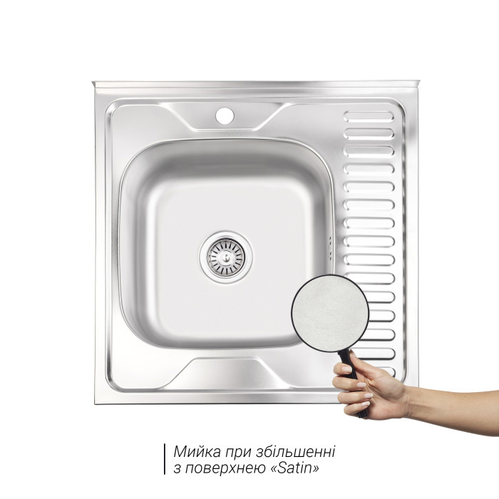 Кухонная мойка Brinex 6060-L 0,6 мм Satin (BRIN6060LSAT06)