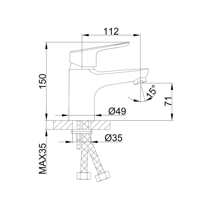 Змішувач для умивальника Frap F10703-B, хром
