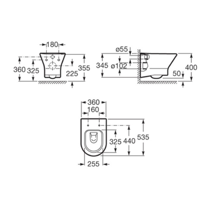 Унитаз подвесной ROCA NEXO Rimless с сиденьем дюропласт Slow-closing (A34H64L000)