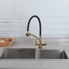 G4398-13 кухня під осмос одноваж. вис. силікон. вилив лат. шпилька Ø35 (золото/чорн.) {8/1}