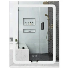 Дзеркало настінне прямокутне600х800 LIDZ Kubis LED touch с антизапот, димер, з регулюванням яркости