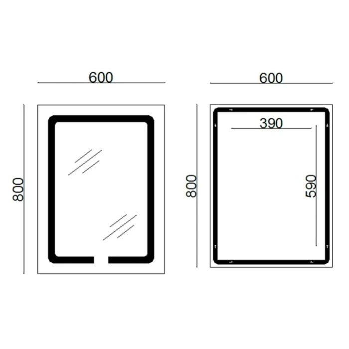 Зеркало настенное прямоуг 600х800 LIDZ Kubis LED touch с антизапот, димер, регулятор яркости