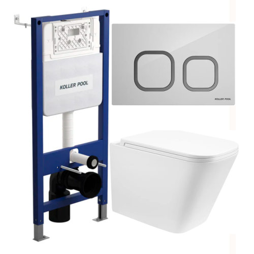 Інсталяція KOLLER POOL AQUA LINE з підвісним унітазом Trend PRO Tornado3, дюропластовим сидінням slim soft-clous та білою кнопкою Neo KPAL-H02+TPR-0400-RQ3+KP-NE003