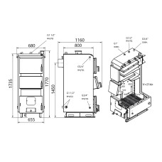Котел твердотопливный стальной Thermo Alliance Vulcan Plus V 5.0 VPSFW 50