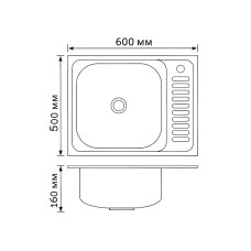 Кухонная мойка Brinex 6050-L 0,6 мм Satin (BRIN6050LSAT06)