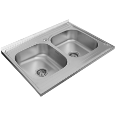 Кухонная мойка с двумя чашами 800х600х180 сатин PLATINUM