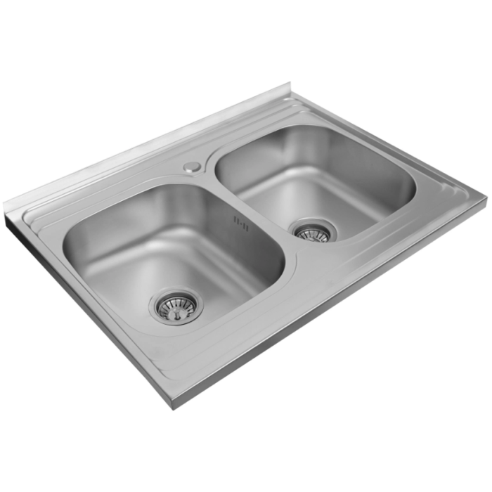Кухонна мийка із двома чашами 800х600х180 сатин PLATINUM