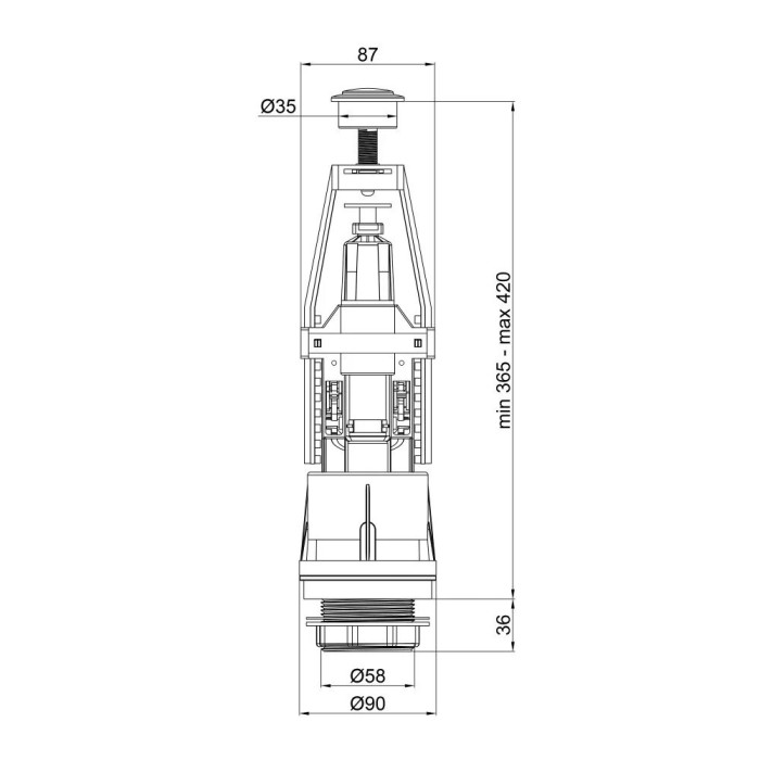 Зливний механізм для унітазу, пластик Lidz (WHI) 60 02 K001 00