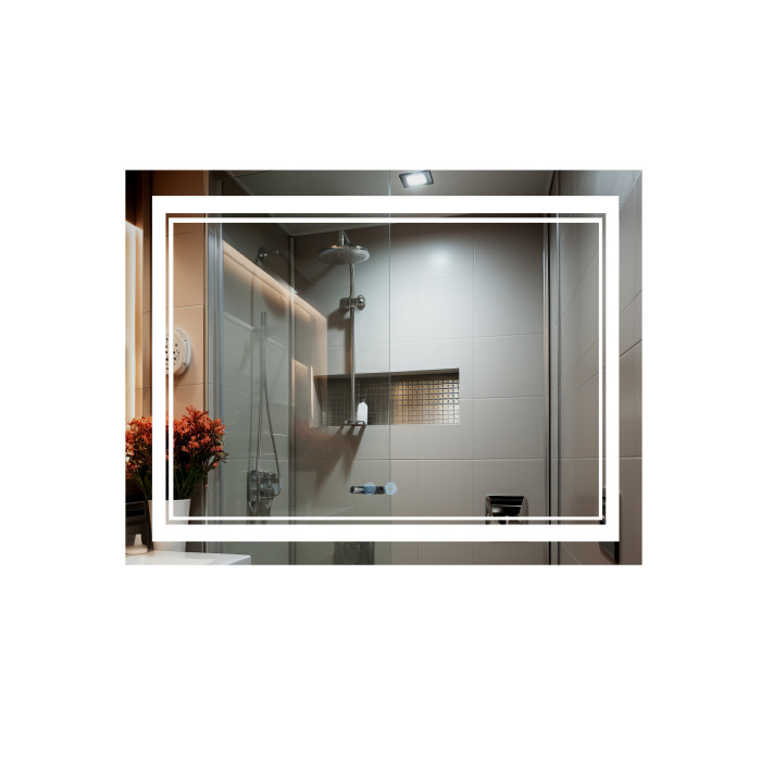 Зеркало Qtap Cardinal (CA1) 1000х800 с LED-подсветкой Touch, с антизапотеванием, с диммером, регулятор температуры  цвета (3000-6500K) QT0478C10080