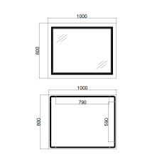 Дзеркало Qtap Cardinal (CA1) 1000х800 з LED-підсвічуванням Touch, з антизапітнінням, з диммером,з регулюванням температури коліру (3000-6500K) QT0478C10080