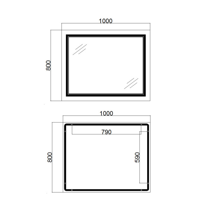 Зеркало Qtap Cardinal (CA1) 1000х800 с LED-подсветкой Touch, с антизапотеванием, с диммером, регулятор температуры  цвета (3000-6500K) QT0478C10080