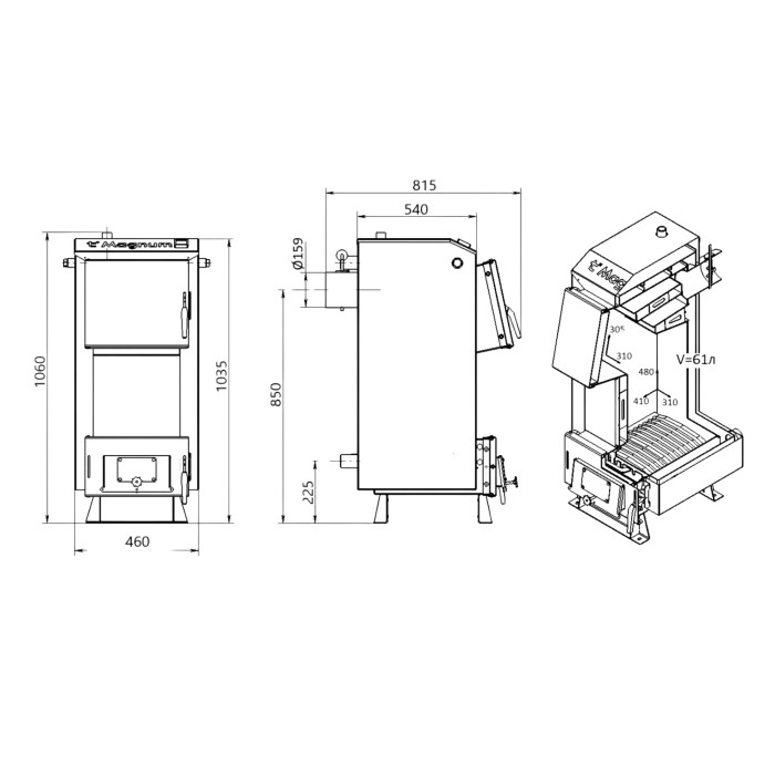 Котел твердотопливный стальной Thermo Alliance Magnum V 4.0 SF 16 Котел твердотопливный стальной Thermo Alliance Magnum V 4.0 SF 16