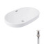 Комплект Qtap Leo: Раковина врезная 610x405x185 мм, White, овальная + Донный клапан Pop-up PU02O