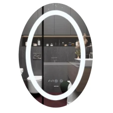 Дзеркало овал LED 50x70 MIXXUS Plain MV02(MI6010) годинник, з антизапотіванням
