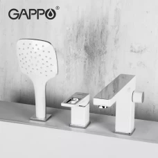 Змішувач для ванни на борт GAPPO G1117-8, білий/хром