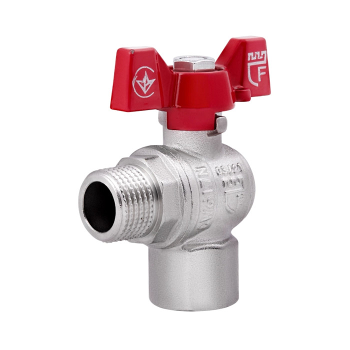 Кран шаровой SD Forte 1/2" ВН для воды угловой (бабочка) SF267W15