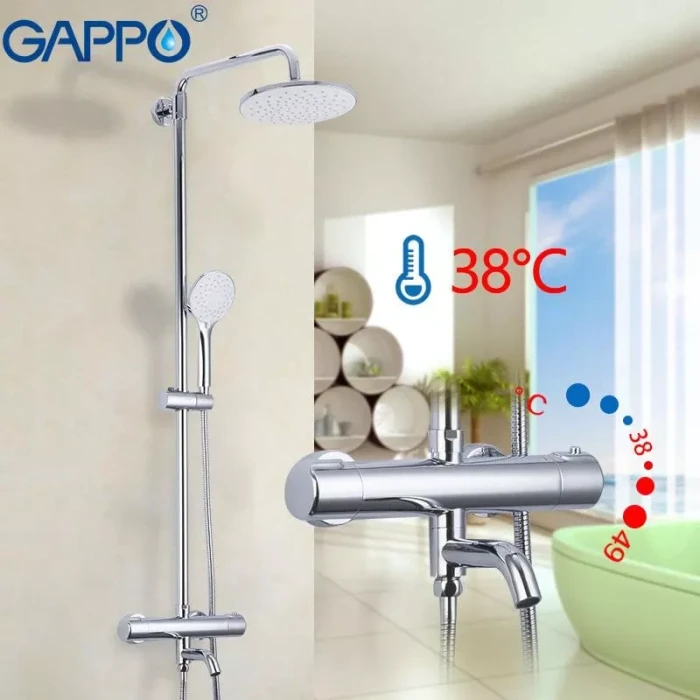 Душова система з термостатом GAPPO G2490, вилив - перемикач на лійку, хром