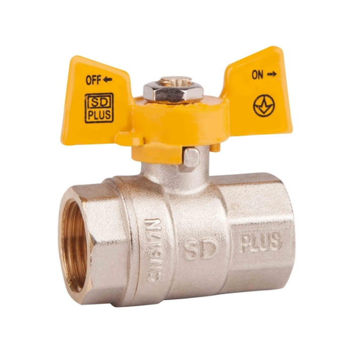 Кран шаровой SD Plus 3/4" ВР для газа (бабочка) SD602NG20PN40