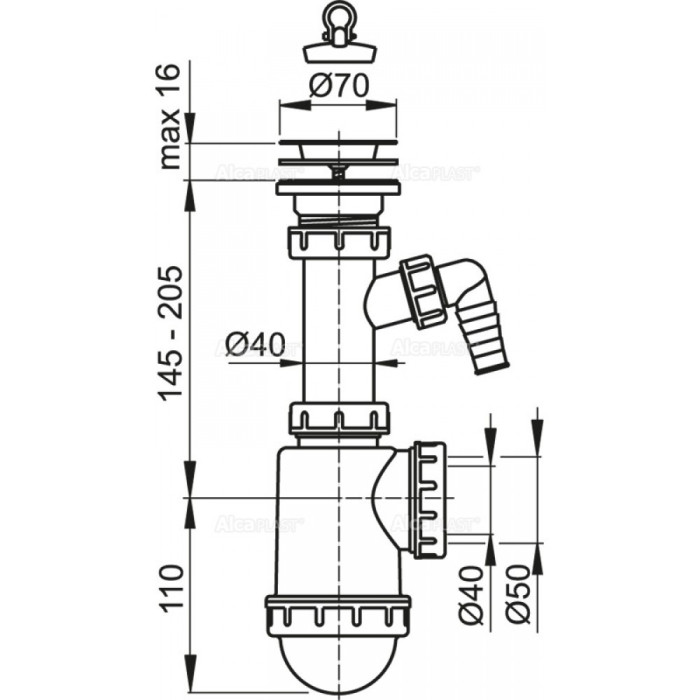 A441Р Кухня 1 1/2*d70 нерж.+пралка, без випуску {20}