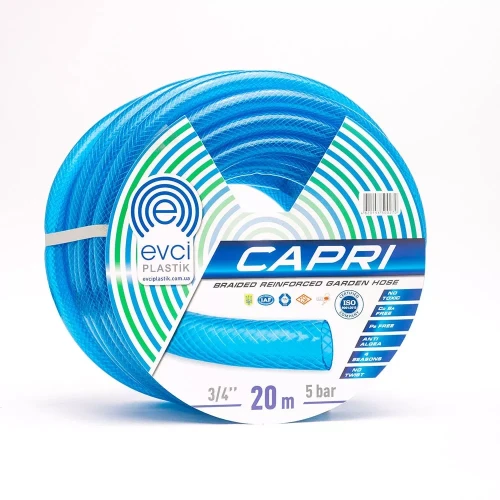 Шланг для поливу Evci Plastik Capri ПВХ Ø 3/4", тришаровий, армований, бухта 30 м (ціна за метр)