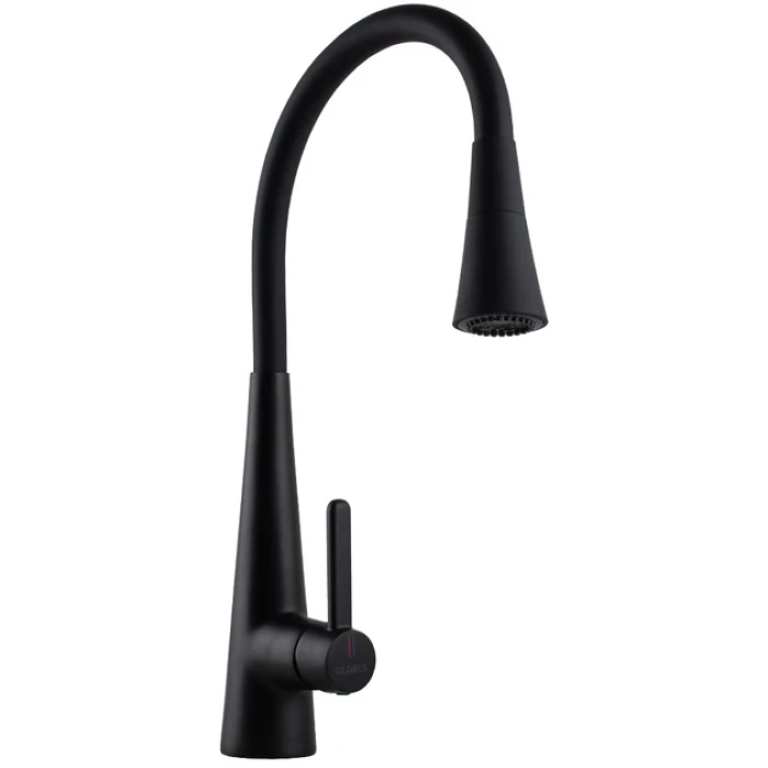Смеситель для кухни GLOBUS Lux Lazer Pro силиконовый  гусак черный (на гайке) (GLPR-203SM-BB)