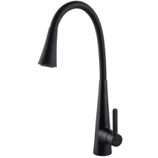 Смеситель для кухни GLOBUS Lux Lazer Pro силиконовый  гусак черный (на гайке) (GLPR-203SM-BB)