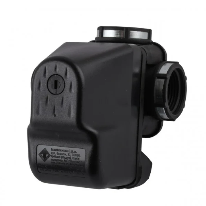 Реле тиску Italtecnica PM/5-3W (5-7 бар, 16A-220-240В, IP44, 1, накидна гайка) чорний корпус з манометром