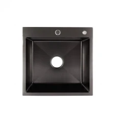 Мойка прямоугольная 500х500х215 Lidz Handmade Brush 3,0/0,8 интегрированнаяBlack