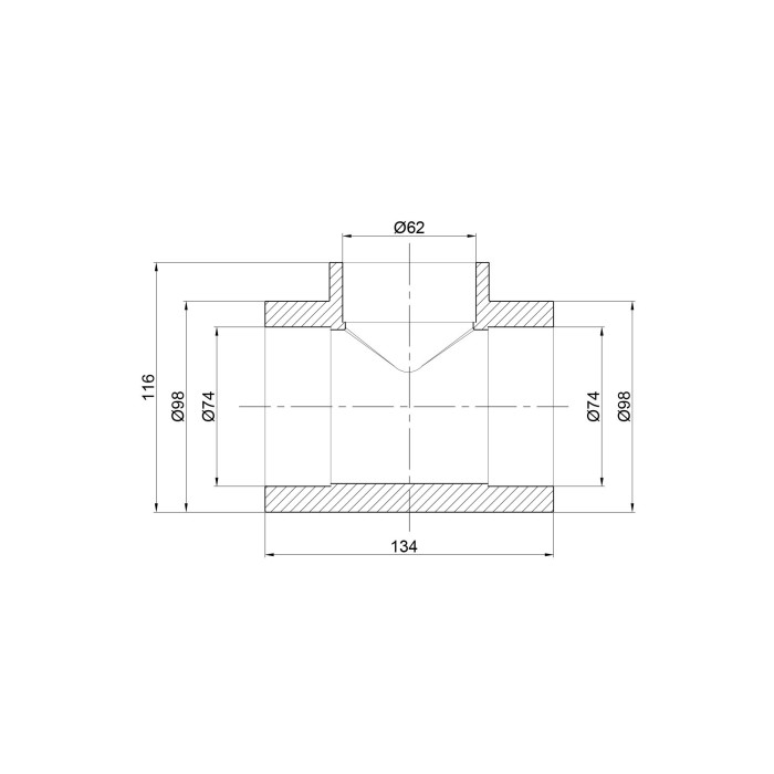 Тройник из полипропилена Thermo Alliance 75х63х75