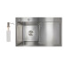 Мойка для кухни интегрированная Lidz Handmade H7849R крыло справа (LDH7849BRUR45591) Brushed Steel 3,0/1,0 мм