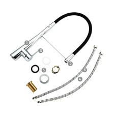 Змішувач на кухню з гнучким виливом GAPPO чорний+хром