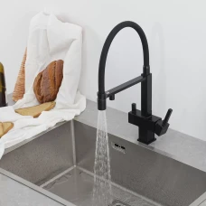 G4395-56 кухня під осмос одноваж. вис. силікон. вилив лат. шпилька карт.90° Ø35 (чорний) {8/1}