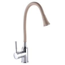 Змішувач для кухні гнучкий GLOBUS Lux Lazer беж+хром (на гайці)