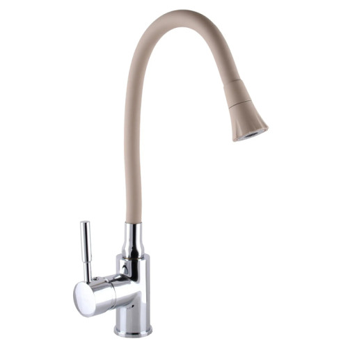 Змішувач для кухні гнучкий GLOBUS Lux Lazer беж+хром (на гайці)