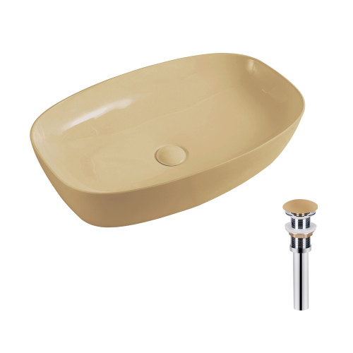 Раковина накладная Qtap Robin 500х380х140 мм, Beige, прямоугольная, с донным клапаном QT04116302SB