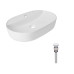Комплект Qtap Scorpio: Раковина накладная овальная 600х400х120 мм White + Донный клапан PU02