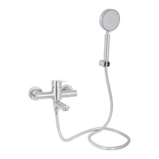 Смеситель для ванны Brinex Pure 006 с поворотным изливом (с душевым гарнитуром) Nickel BRIPUR006NKL