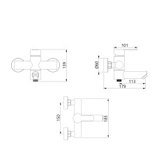 Смеситель для ванны Brinex Pure 006 с поворотным изливом (с душевым гарнитуром) Nickel BRIPUR006NKL