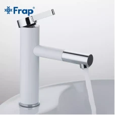 Змішувач для умивальника Frap F1052-14 високий, білий/хром