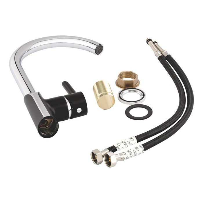 Змішувач для кухні Q-TAP Grand d-35 U-подібний чорний хром Змішувач для кухні Q-TAP Grand d-35 U-подібний чорний хром