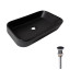 Комплект Qtap Scorpio: Раковина накладная прямоугольная 550х390х120 мм Matt Black + Донный клапан PU03