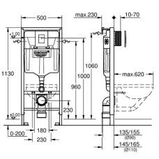 Инсталляция для подвесного унитаза 3 в 1 с кнопкой, без прокладки Grohe Rapid SL 38772001