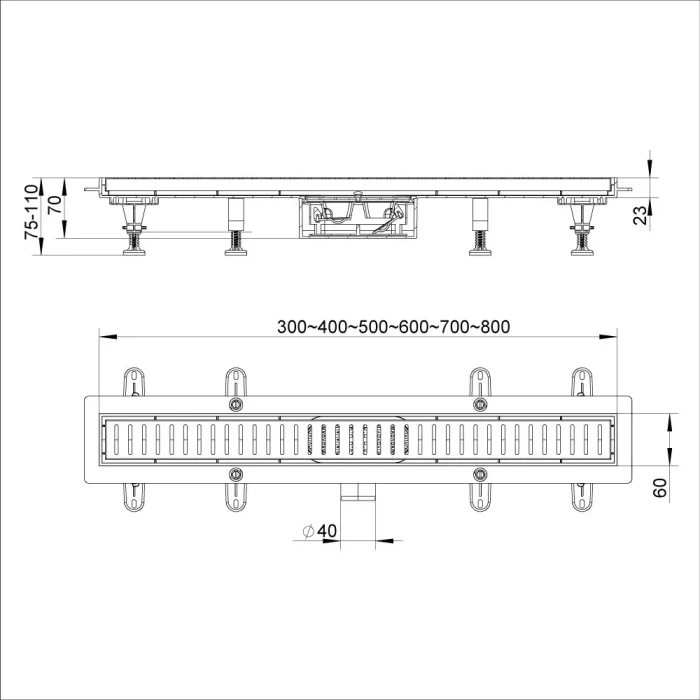 Душовий трап ITAL IT13-FT10/600, 600х70х67мм
