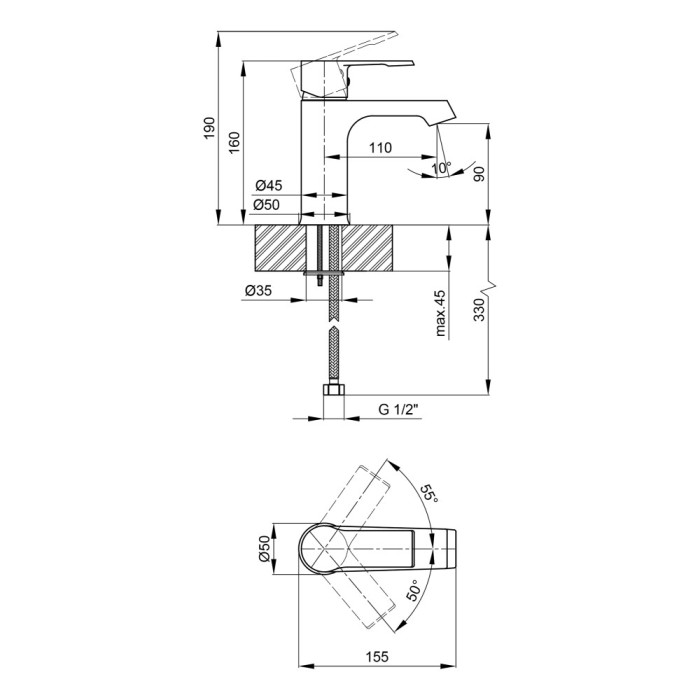 Смеситель для умывальника Qtap Vitkov 1019104С